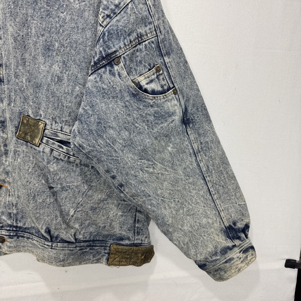VTG RARE  40s Wild Blues Denim Design  Lined Jacket  Distressed Rivets Acid Wash - Picture 4 of 14
